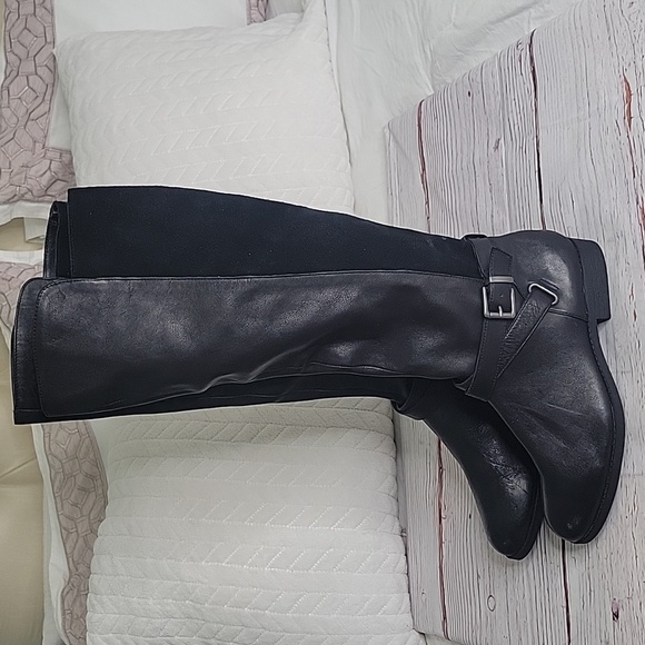 SOLE SOCIETY Black Leather and Suede Tall Boots Size 11 - Picture 2 of 11
